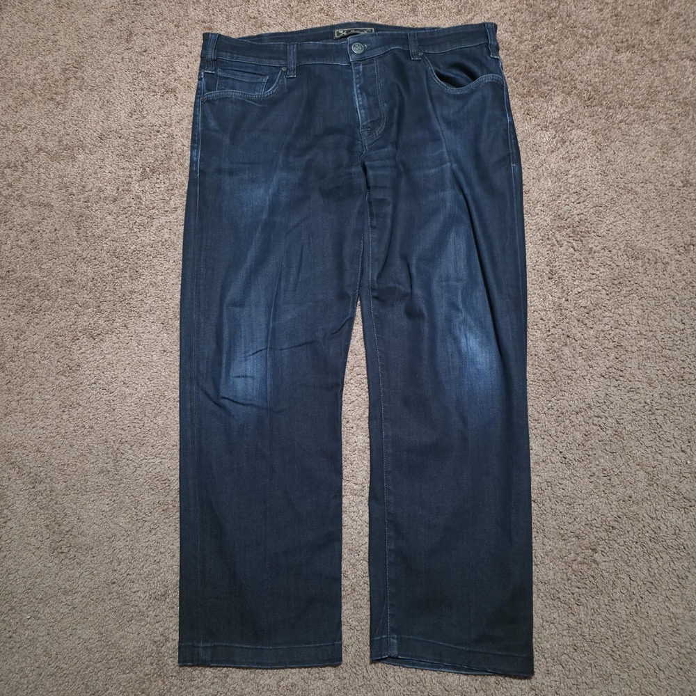 34 Heritage Jeans Mens *FITS* 38 x 28 Blue Straight Dark Wash Stretch